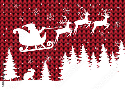 Christmas and New Year pattern knitted Plaid. Festive background for design and print