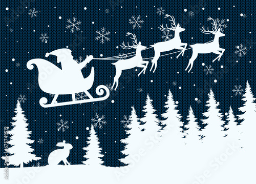 Christmas and New Year pattern knitted Plaid. Festive background for design and print