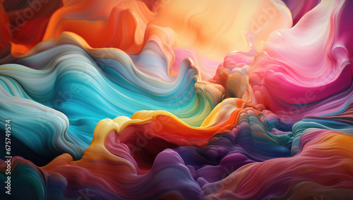 Abstract colorful watercolor bacground with clouds and waves