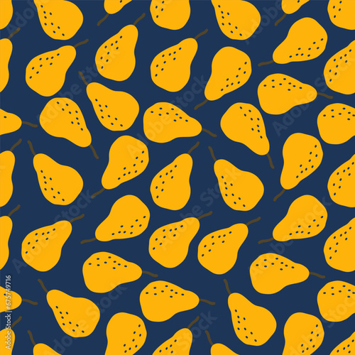 Navy seamless pattern with yellow pear