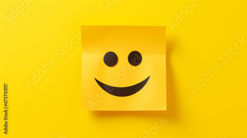黄色い四角いチラシに明るい感情を表現した絵文字GenerativeAI