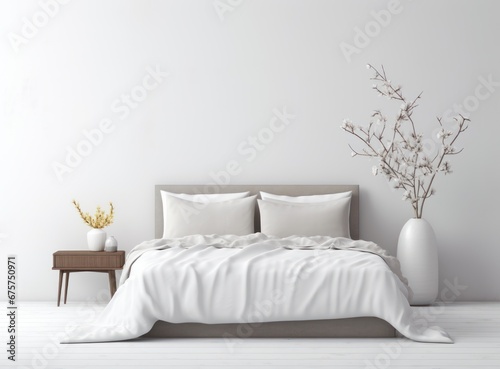 modern white bedroom bedding bedroom furniture and bedside lamps.