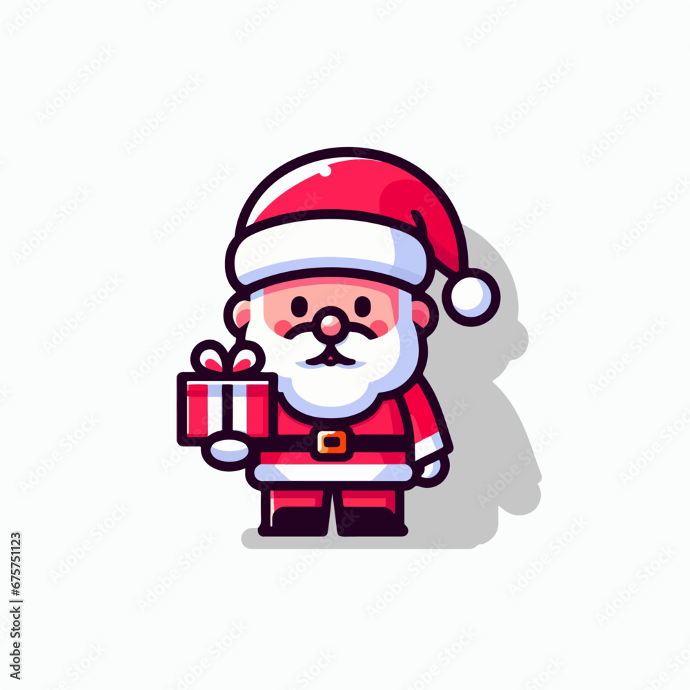 Hand drawn Cute santa claus logo, santa giving christmas gifts logo, santa cartoon logo Hand drawn Cute santa claus logo, santa giving christmas gifts logo, santa cartoon logo