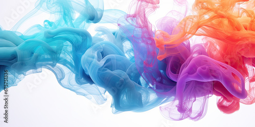 Puffs of multicolored smoke on white background