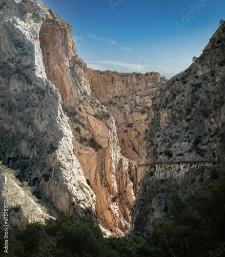 Thrilling Caminito del Rey Pathway with Tourists and Train Track © F.C.G.