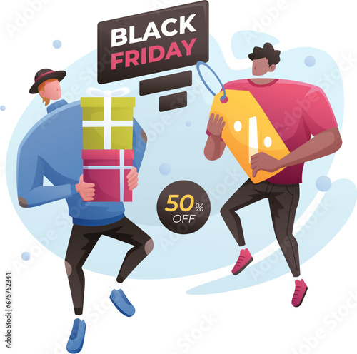 Back Friday Mega Sell Discount Shopping Concept Illustration