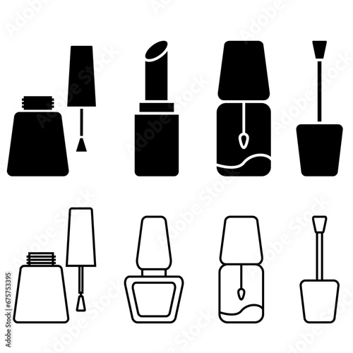 Nail polish icon vector set. Cosmetics illustration sign collection. Makeup symbol. Beauty logo.