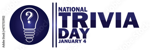 National Trivia Day Vector illustration. January 4. Holiday concept. Template for background, banner, card, poster with text inscription.