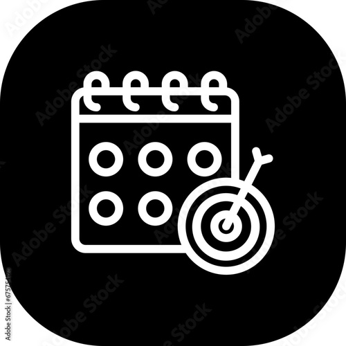 Event goal event planning icon with black filled line outline style. event, goal, business, concept, management, calendar, date. Vector illustration