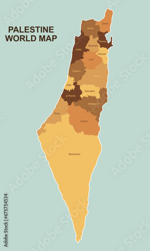 World map State of Palestine. Vector illustration