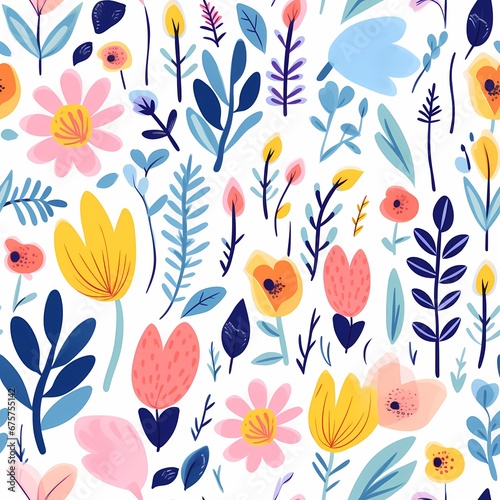 colorful flower pattern in blue and orange