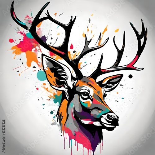 illustration of a deer with horns   vector