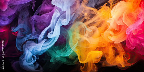 Puffs of multicolored smoke on black background © Farnaces