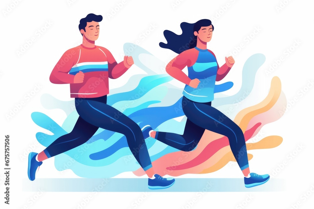 Obraz premium Couple running , cartoon style. AI Gnerated