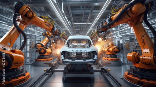 Automotive Factory Robotic Assembly Line