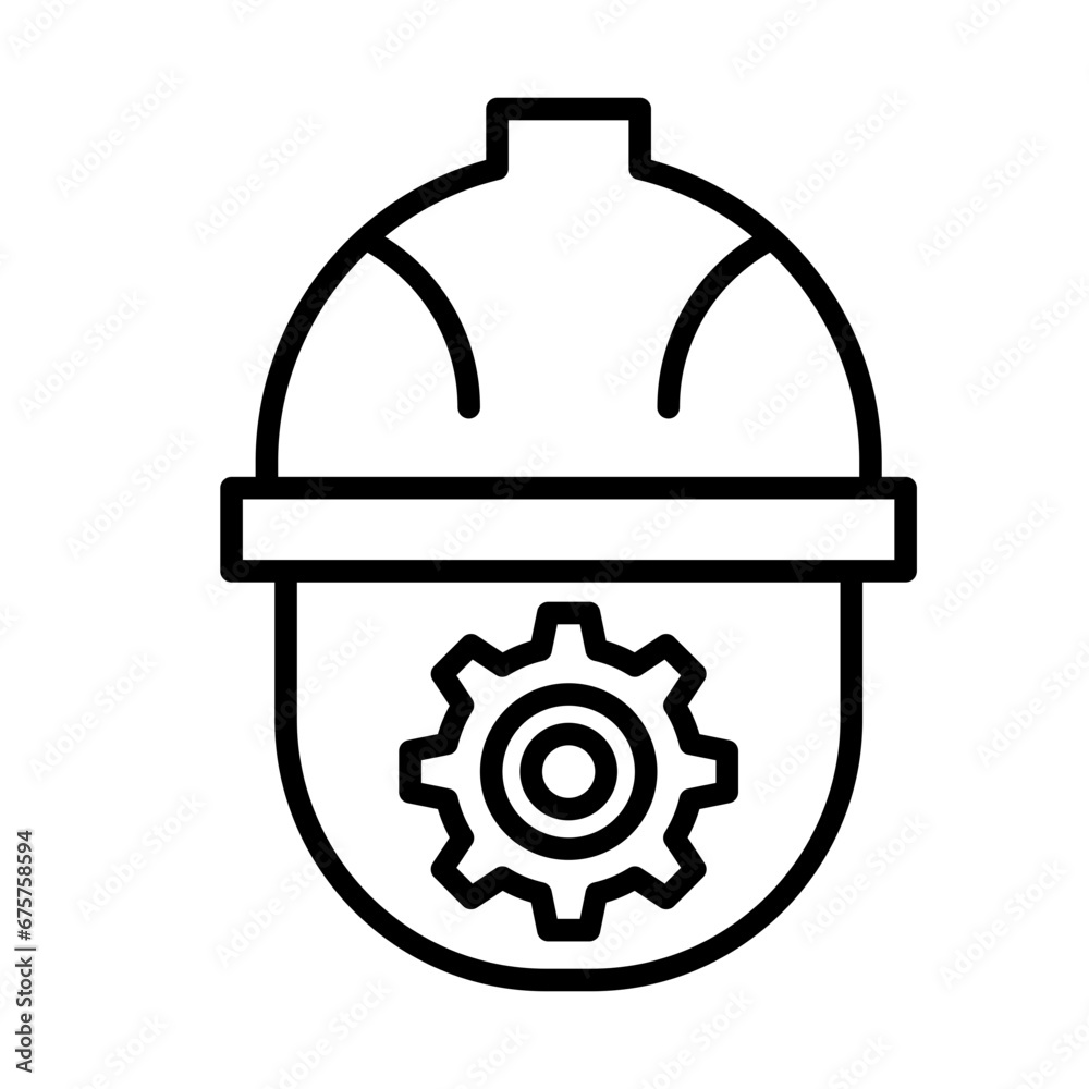Fototapeta premium Engineer engineering icon with black outline style. engineer, industry, construction, design, work, industrial, engineering. Vector Illustration