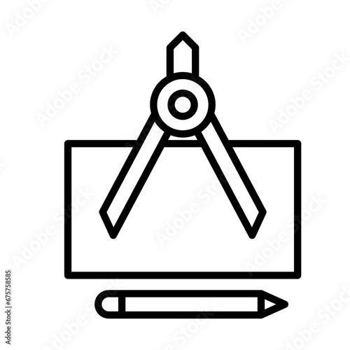 Design engineering icon with black outline style. design, abstract, success, report, banner, graphic, template. Vector Illustration