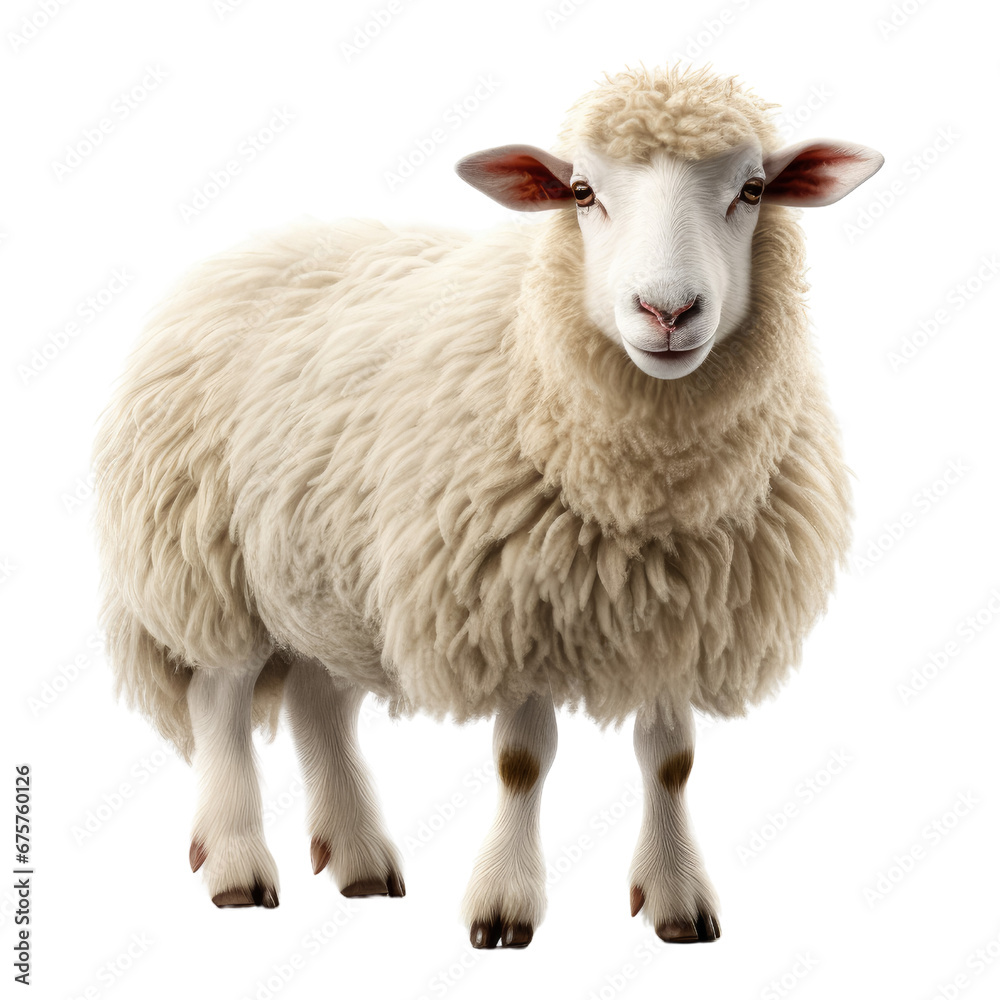 Realistic Happy 3D Sheep Cartoon Character isolated on pure white background - 1 Realistic Happy 3D Sheep Cartoon Character isolated on pure white background - 1