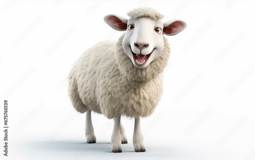 © Atchariya63 - 3D Style , Happy cute sheep cartoon character isolated on white background © Atchariya63 - 3D Style , Happy cute sheep cartoon character isolated on white background