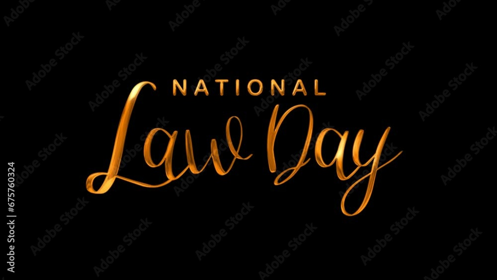 National Law Day Text Animation on Gold Color. Great for Law Day Celebrations, for banner, social media feed wallpaper stories
