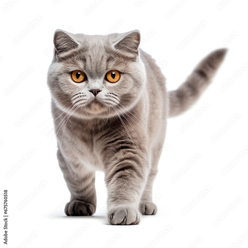 a cat walking on a white background