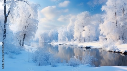 Beautiful winter landscape with in the park. natural background. © Emil