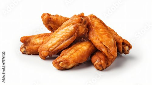 Fried chicken wings isolated on white background.