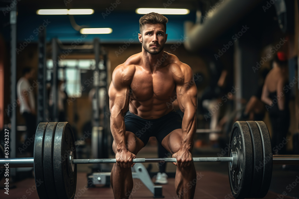 Man exercising in the gym for self care Man exercising in the gym for self care