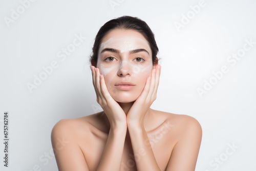 Woman slaves to skin care Nourish facial and body skin