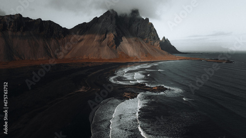 Iceland mountain and beach