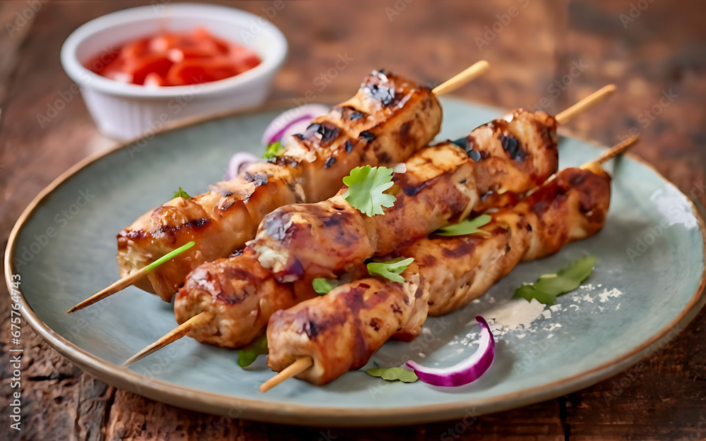 Capture the essence of Souvlaki in a mouthwatering food photography shot Generative AI Capture the essence of Souvlaki in a mouthwatering food photography shot Generative AI