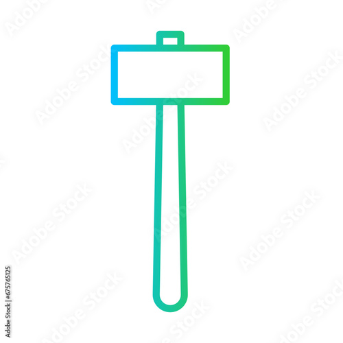 Hammer mining industry icon with blue and green gradient outline style. hammer, work, tool, repair, construction, equipment, instrument. Vector Illustration