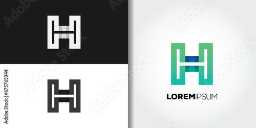 square letter h logo set