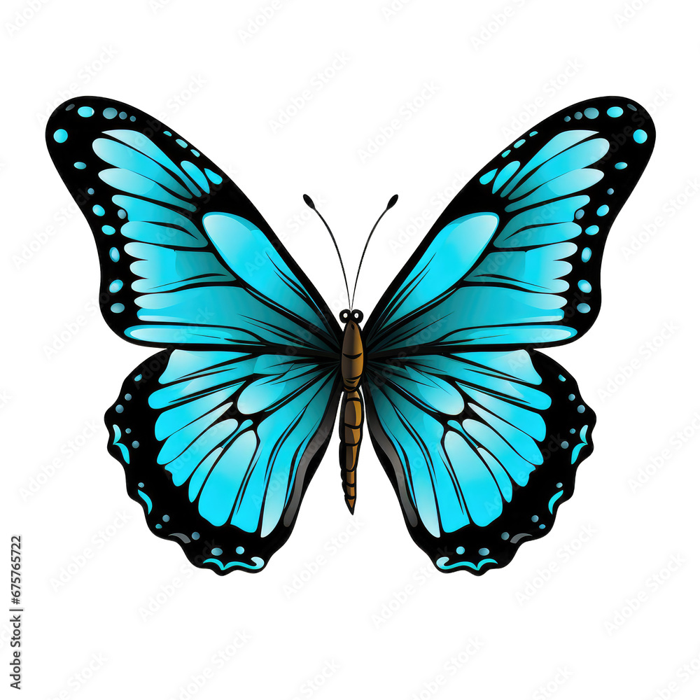 butterfly . Clipart PNG image . Transparent background . Cartoon vector style . Generative AI 