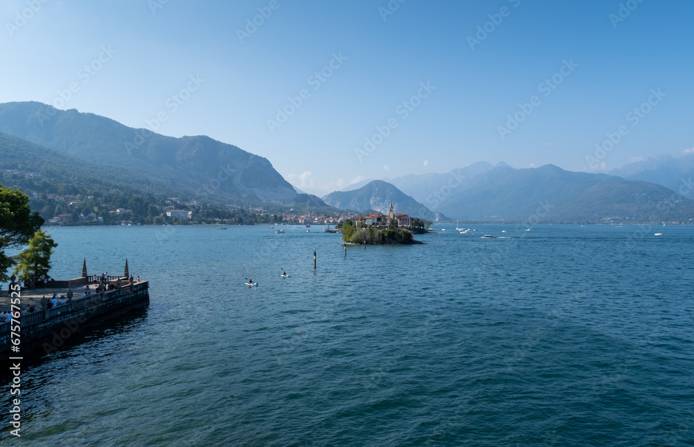 View of Lago Maggiore Lake from the one of Borromean islands - Isola Bella, Northern Italy