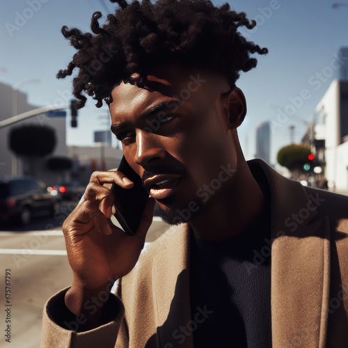 man talking at phone portrait