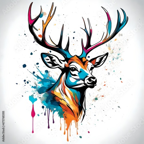 illustration of a deer   illustration of an background   deer head vector  deer head silhouette  head in the shape of a deer background  deer in the forest  deer head with pattern   background 