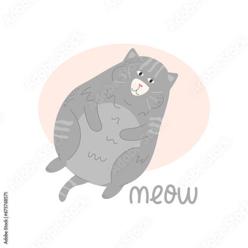 Cute funny cat. Doodle vector. Cartoon character of cats. Isolated on a white background.