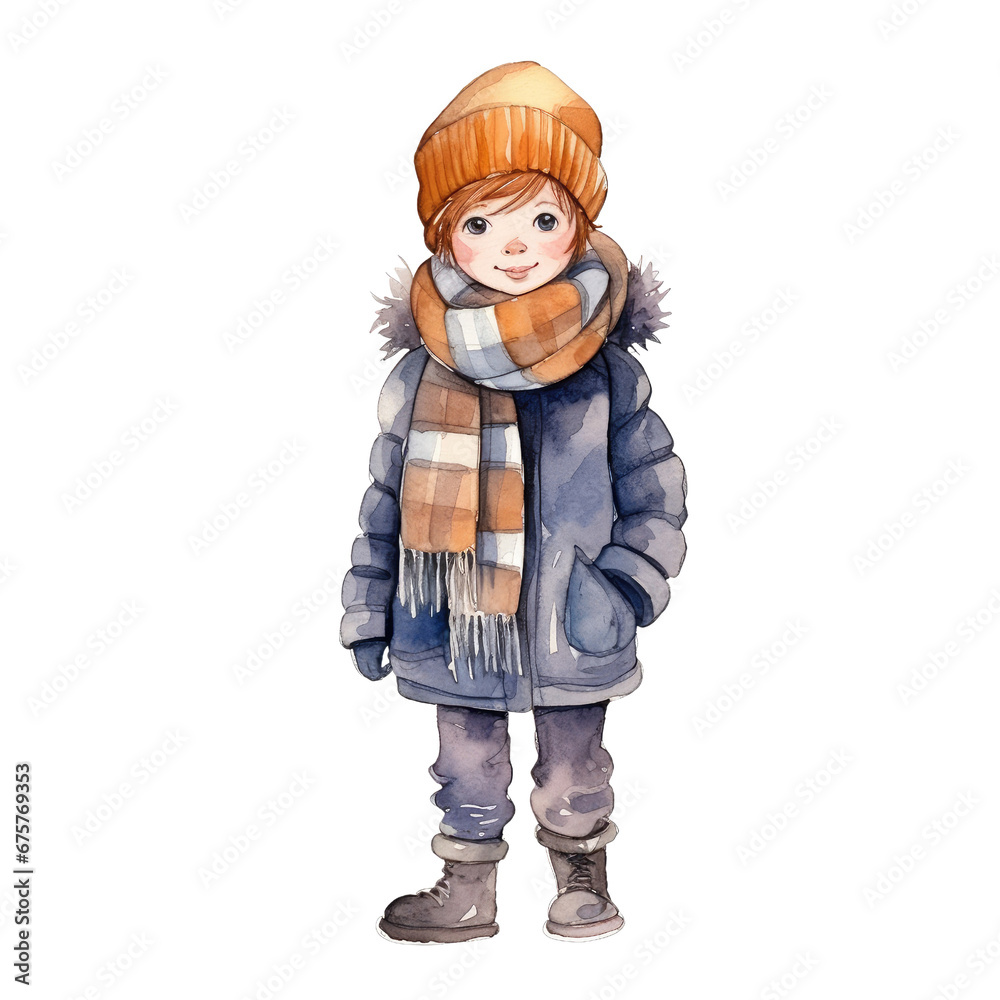 watercolor winter cute boy and girl clipart watercolor winter cute boy and girl clipart