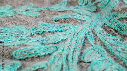 Gray woolen fabric with embroidery