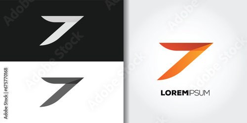 simple number 7 logo set