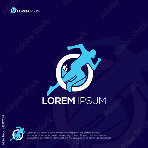 Underwater Treadmill Logo Design Vector
