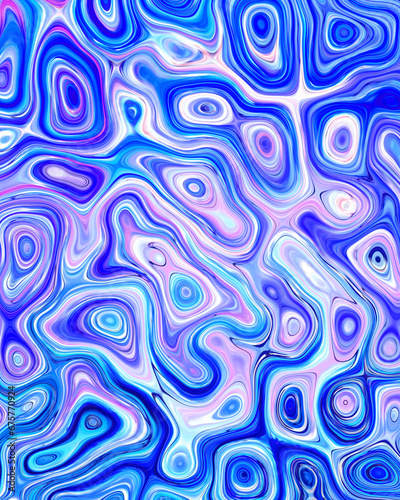 Abstract liquid space pattern art with circles and waves