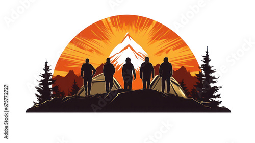 illustration of people camping logo