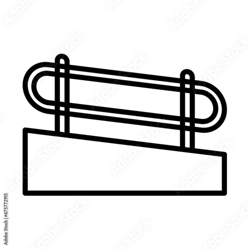Wheelchair ramp disability icon with black outline style. wheelchair, access, disability, chair, ramp, disabled, person. Vector Illustration