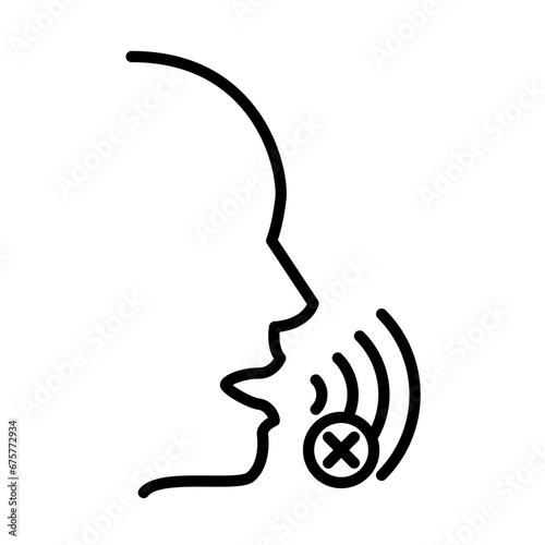 Speech impaired disability icon with black outline style. speech, impairment, language, disorder, therapy, therapist, speak. Vector Illustration