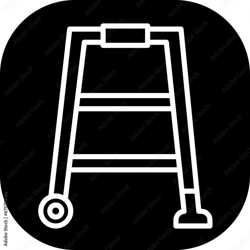 Walker disability icon with black filled line outline style. walker, walk, people, person, care, woman, man. Vector Illustration Walker disability icon with black filled line outline style. walker, walk, people, person, care, woman, man. Vector Illustration