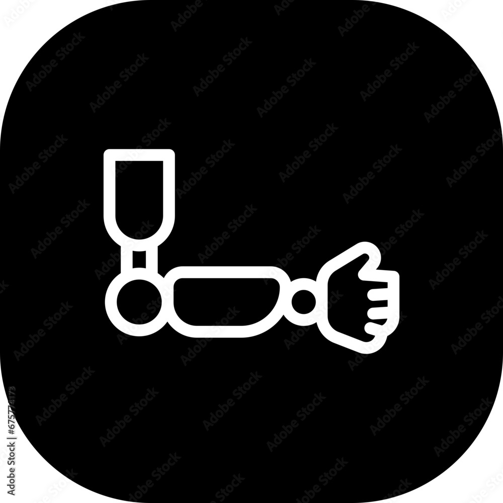 Prosthesis arm disability icon with black filled line outline style. prosthesis, artificial, arm, hand, bionic, disability, technology. Vector Illustration Prosthesis arm disability icon with black filled line outline style. prosthesis, artificial, arm, hand, bionic, disability, technology. Vector Illustration