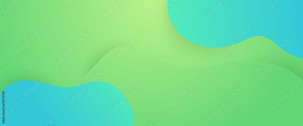 Green simple abstract banner with wave and liquid shape