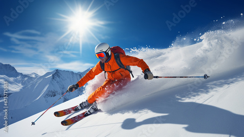 man in ski suit with helmet on ski slope © Daniel